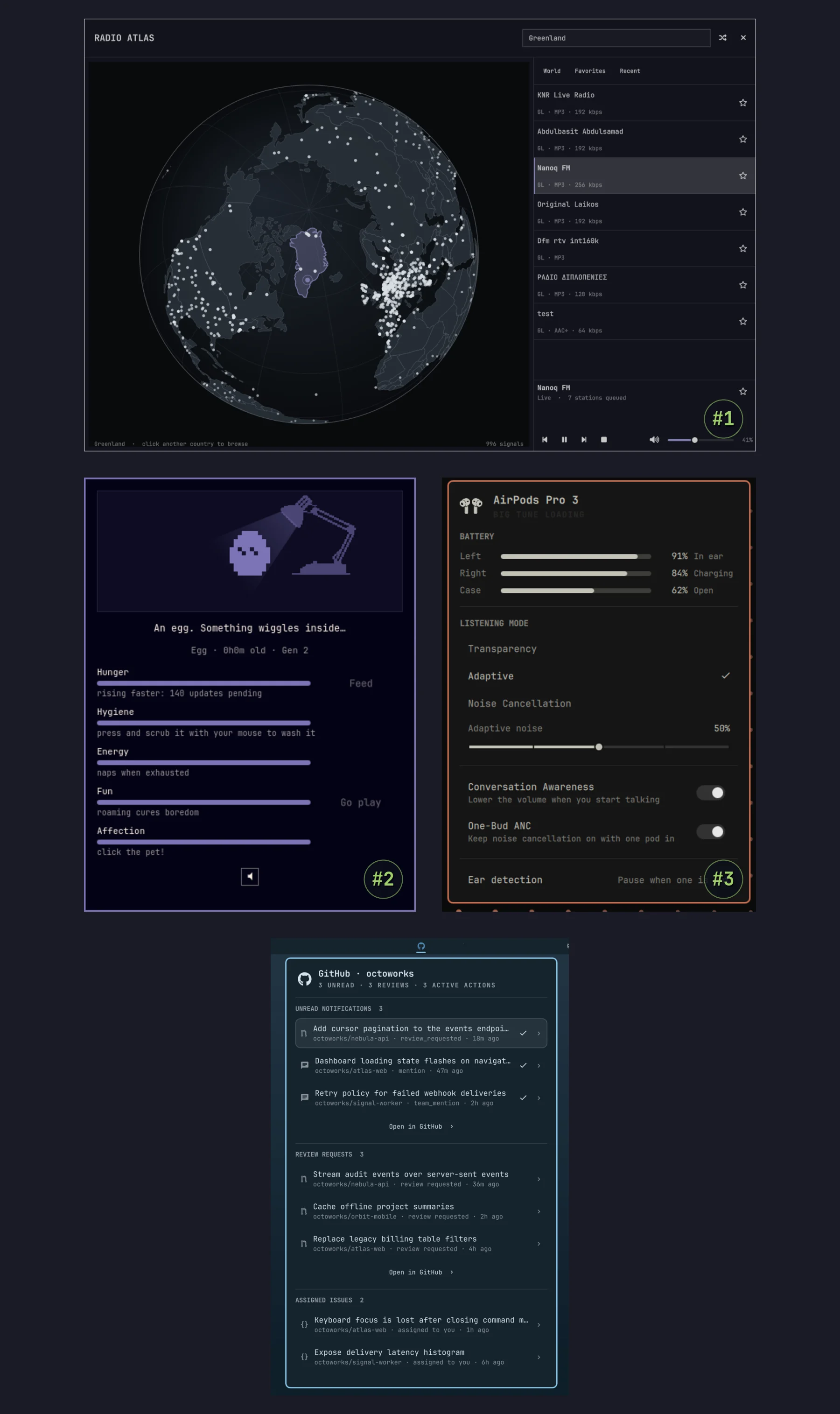 Radio Atlas, Omagotchi, AirPods és GitHub